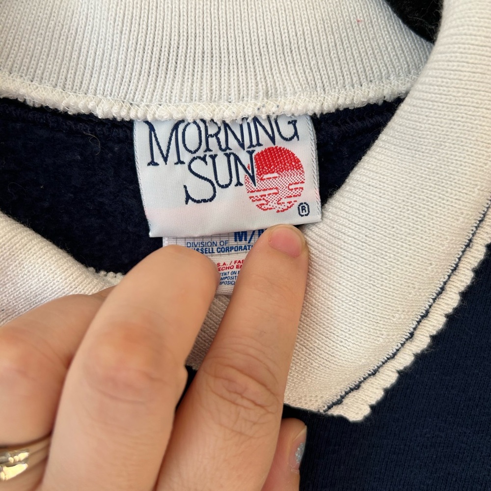 Vintage 90s Morning Sun Jerzees Women’s Medium Collared Blue Sweatshirt Frog - Picture 4 of 5